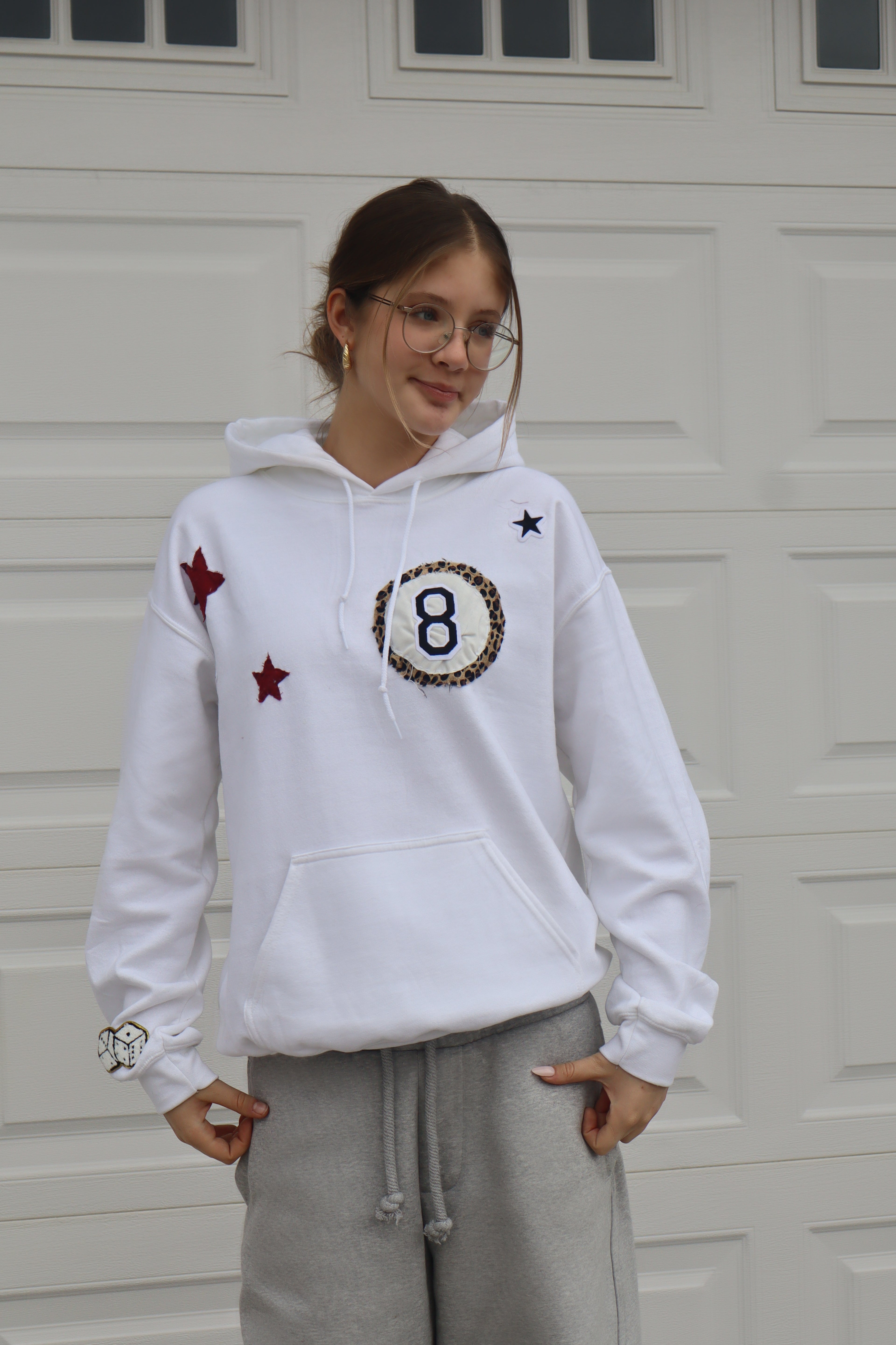 Lucky Eight Oversized Hoodie in Classic White (limited edition)