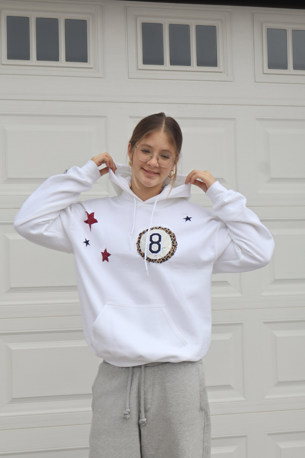 Lucky Eight Oversized Hoodie in Classic White (limited edition)