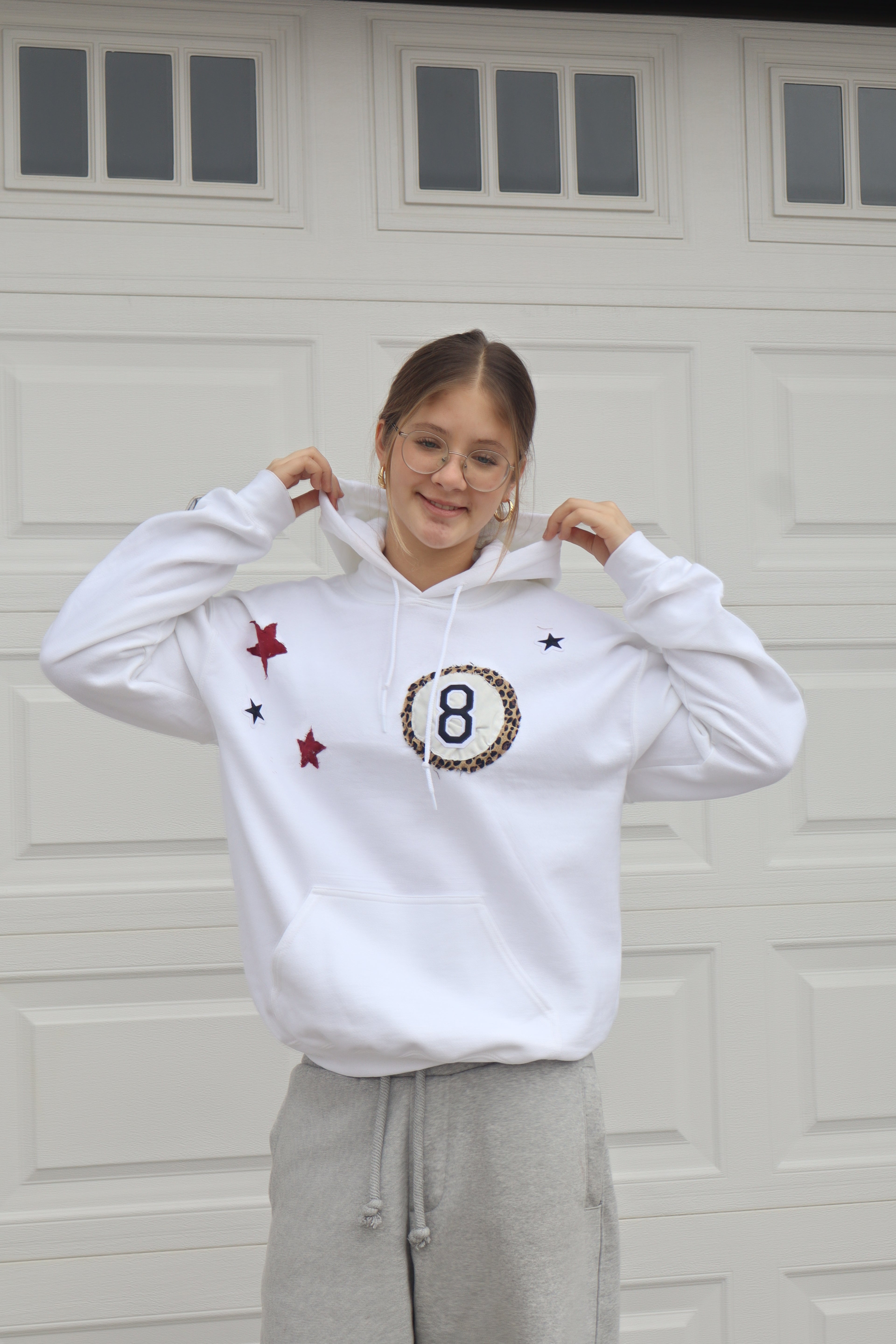 Lucky Eight Oversized Hoodie in Classic White (limited edition)