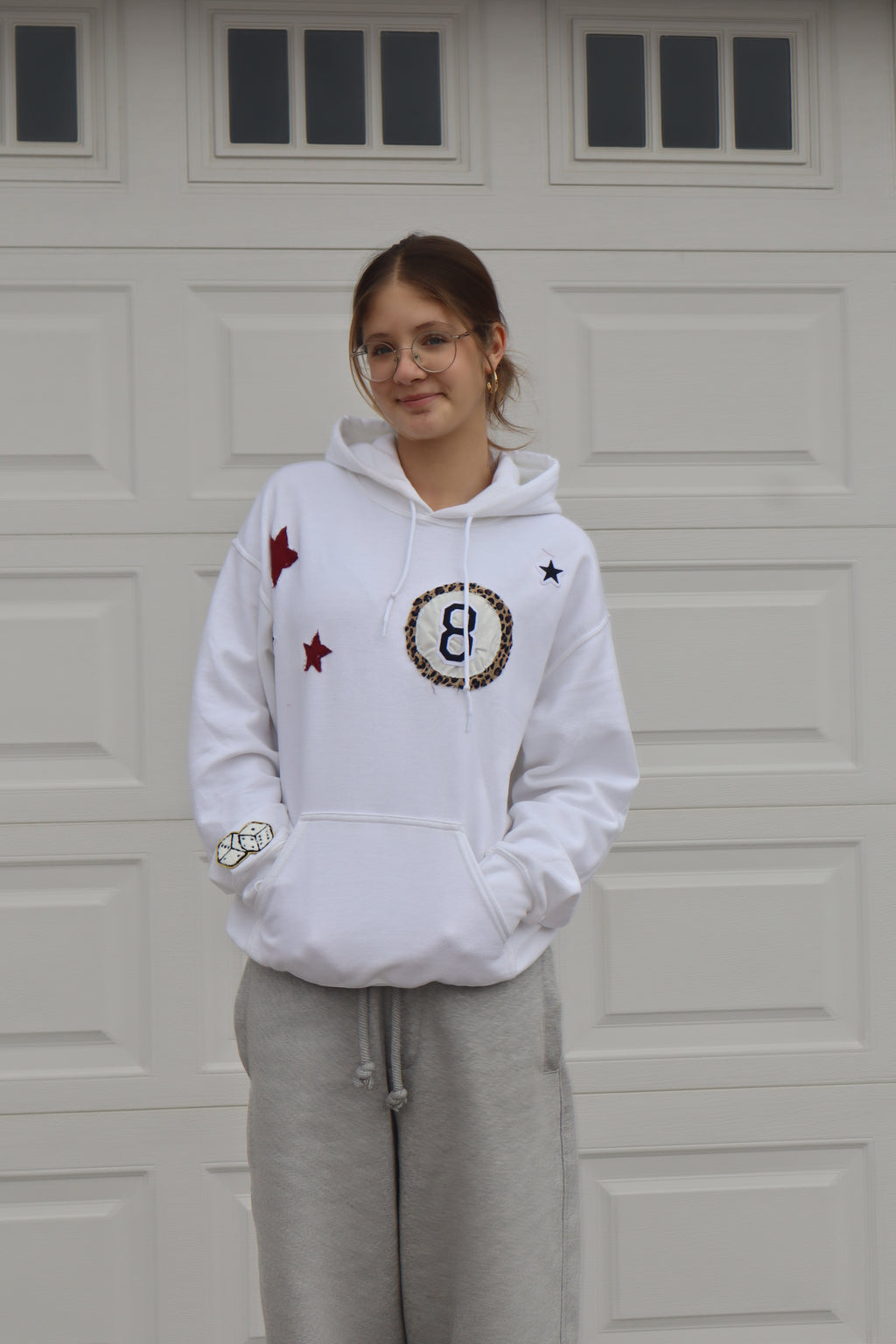 Lucky Eight Oversized Hoodie in Classic White (limited edition)