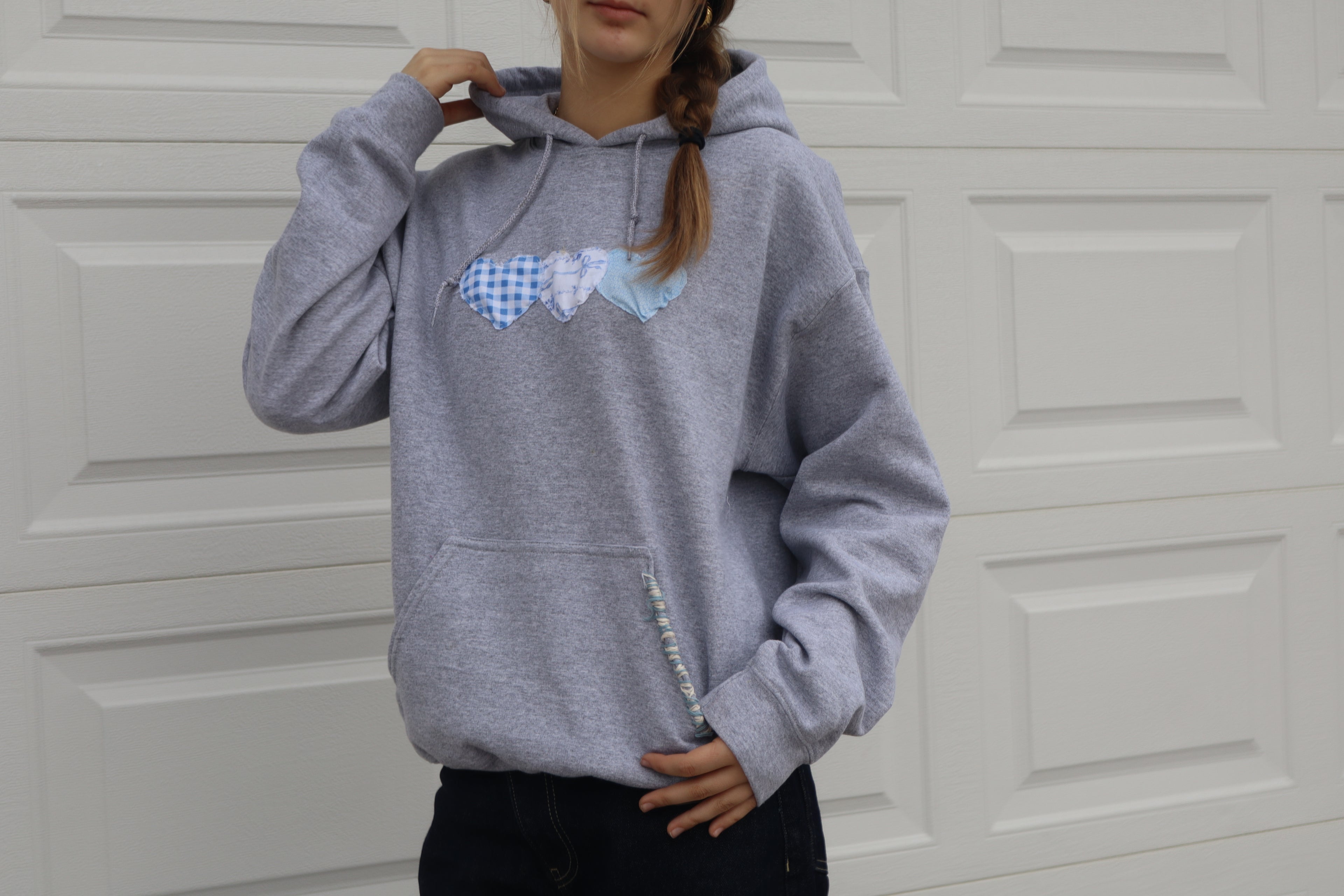 Blue Hearts  Hoodie in Heather Cloud (Limited Edition)